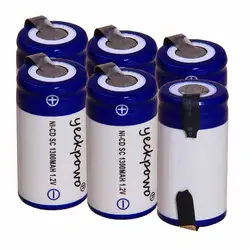 Низкая цена 6 шт. SC батарея 1,2 в батареи перезаряжаемые 1300 мАч nicd для механические инструменты akkumulator