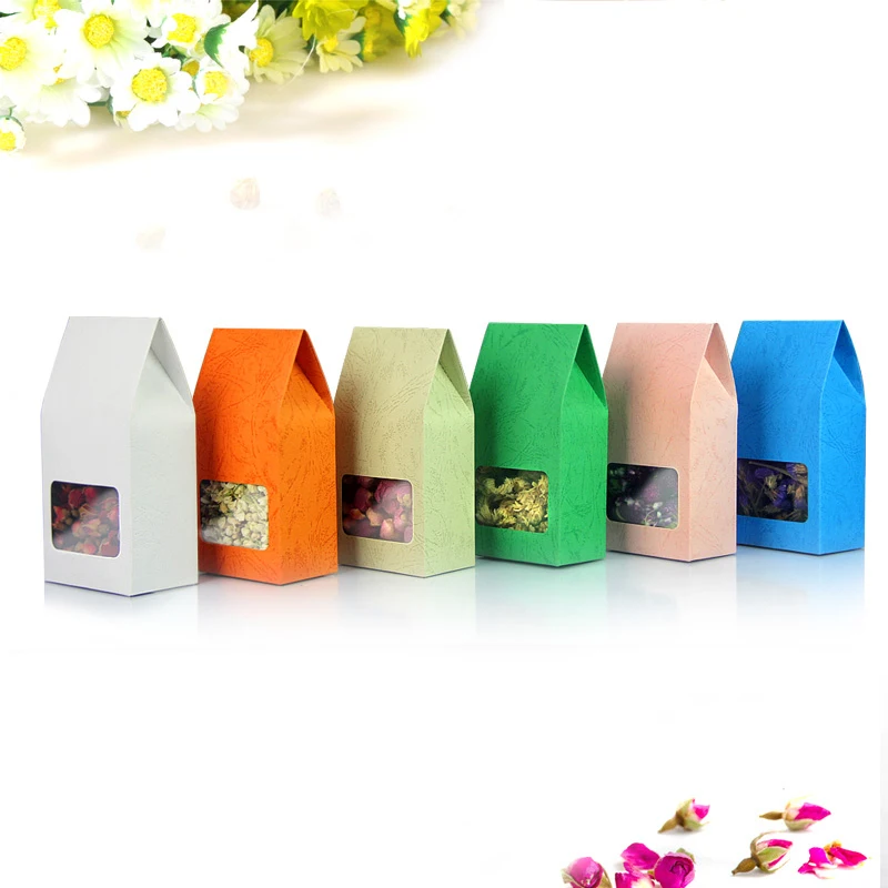 

Free Shipping 50pcs/Lot 8cm*15.5cm+5cm Bottom *140Mciron White Stand Up Kraft Paper Box With Window Food Packaging Bags