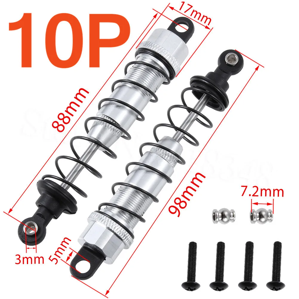 10 шт./лот алюминиевый амортизатор в сборе маслонаполненный для осевого SCX10 обновляемые детали Hop-Up опция - Цвет: Sliver