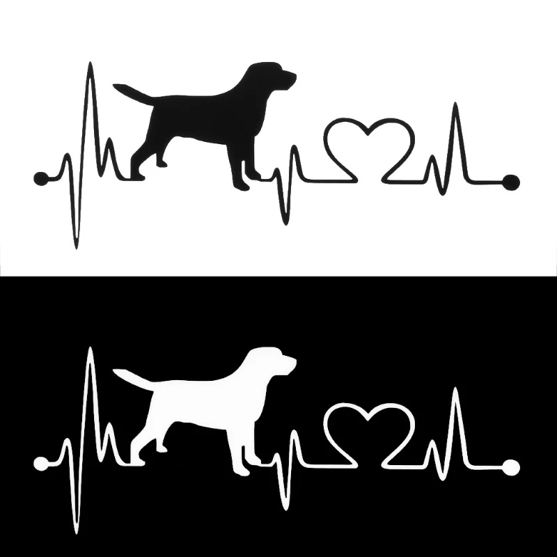 

17.8 * 7.8CM Labrador Retriever Heartbeat Love Decal Car Sticker Creative Fashion Car Accessories Black / White