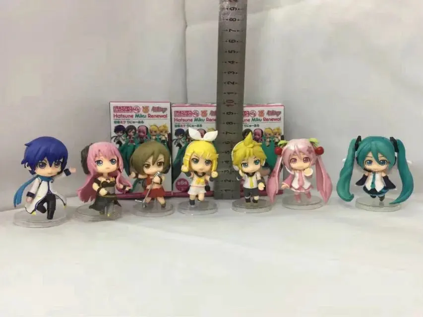 

7pcs/set Hatsune Miku 1/16 Scale Painted Figure Luka Kagamine Rin Len PVC Action Figure Mini Collectible Model Toy 7cm KT3361