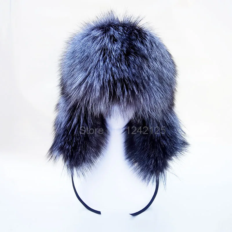 

Winter Russia parent-child kids boy men children women real silver fox fur hat full warm Whole fur hat ear Earmuff fur hats cap