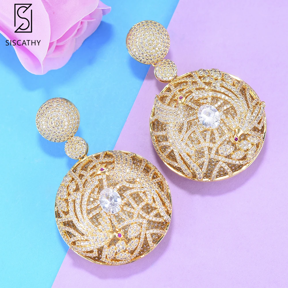 

Siscathy 7Colors Full Micro Paved Cubic Zirconia Earrings Luxury Wedding Party Dangle Drop Earrings for Women Fashion Jewelry