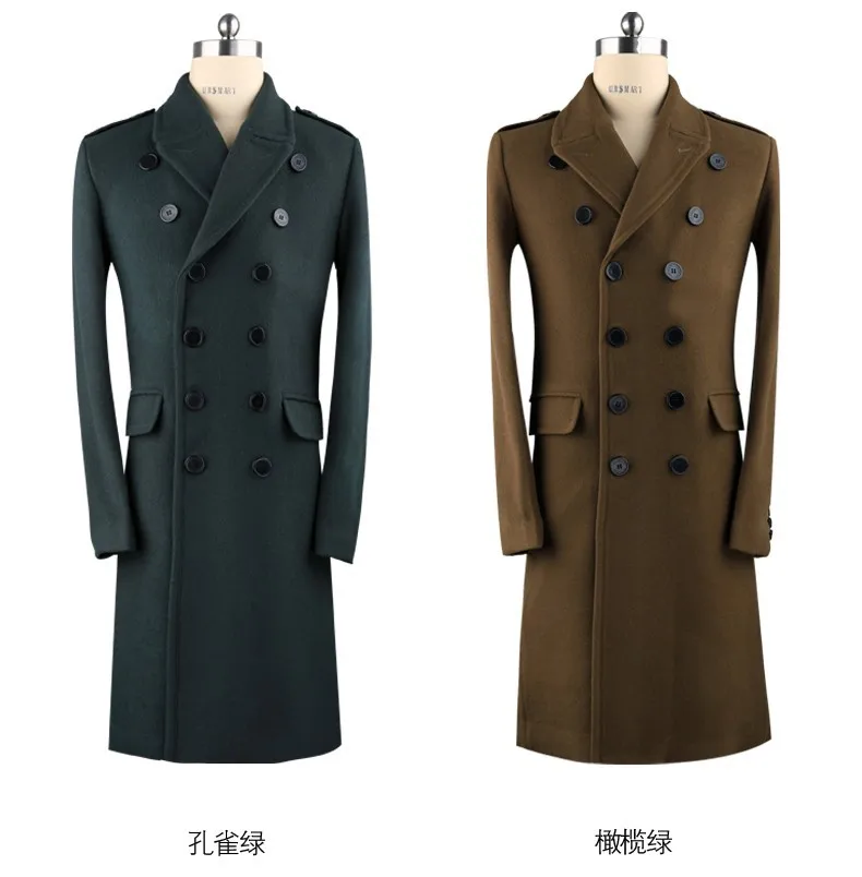 URSMART Аутентичные мужские деловые повседневные двубортные шерстяные пальто куртка пальто