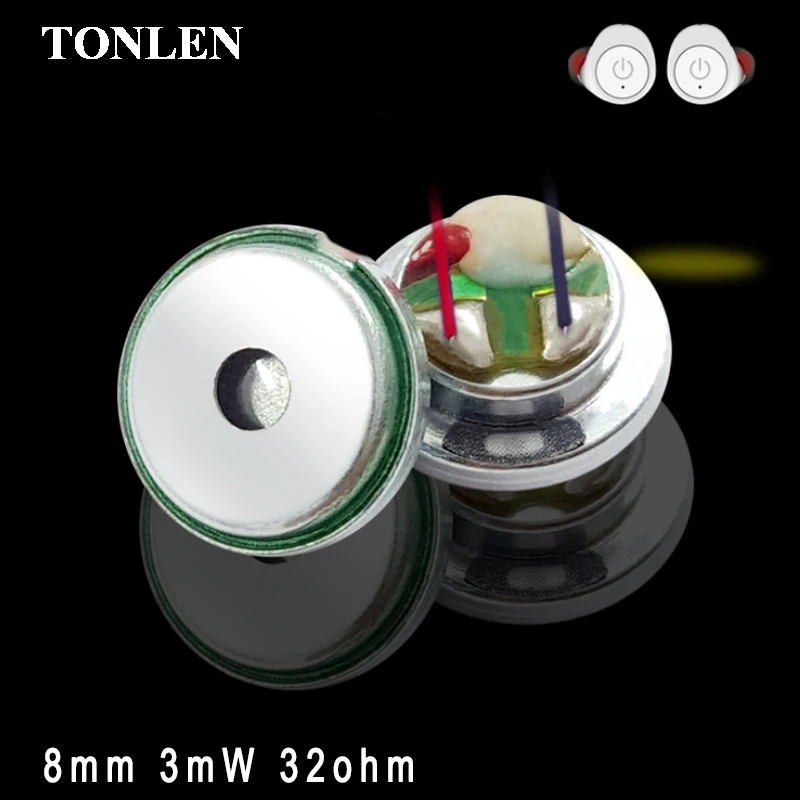 

TONLEN Bluetooth Headphone Speaker Unit 8mm 3mW 32ohm Medium Frequency Nonpaper Diaphragm Earphone Speaker Accessories 2pcs