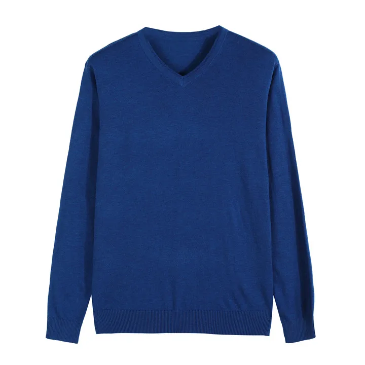 14 цветов MuLS весенний кашемировый шерстяной свитер мужской пуловер женский тонкий вязаный осенний мужской свитер с v-образным вырезом джемпер женский трикотаж - Цвет: Dark Blue