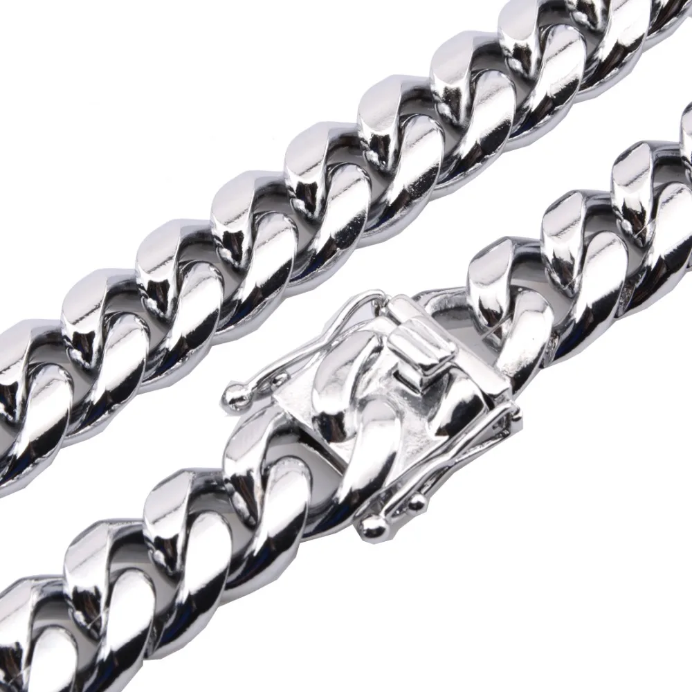 

16mm Wide Huge Heavy Stainless Steel Silver Color Biker Jewelry Miami Cuban Curb Chain Men Link Necklace Or Bracelet Cool Buckle