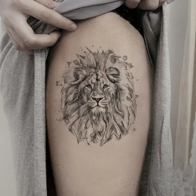 Lion Big Temporary Tattoo Sticker Waterproof Men Women Shoulder Leg