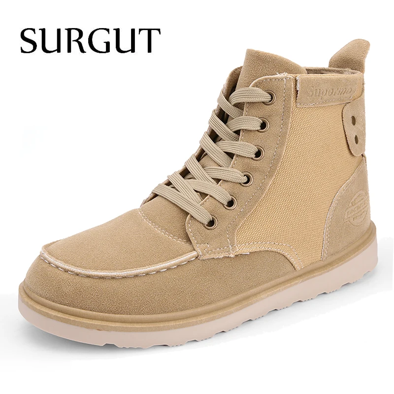 

SURGUT Winter Men Boots High Quality Hot Sale Casual Working Shoes Lace Up Breathable Men Sneakers Ankle Snow Boots Size 39~44