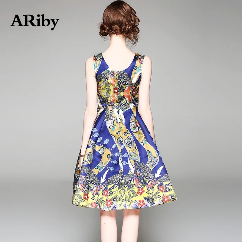 Dress Women Casual O-Collar Dress 2019 Spring/summer Fashion Lady Print Sleeveless Temperament Slim A-Line Dress Vestidos Dress Dress Women Casual O-Collar Dress 2019 Spring/summer Fashion Lady Print Sleeveless Temperament Slim A-Line Dress Vestidos Dress
