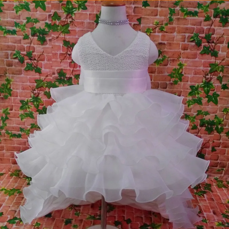 2-13T Flower Girl Trailing Wedding Dresses Children High Quality Tutu Mermaid Dress V-Neck Big Bow Princess Long Clothing christmas dress Dresses