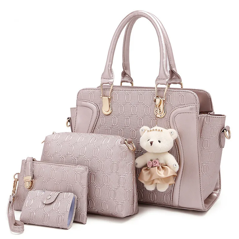 2017 Crocodile Pattern Composite Bag Purse Wallet Leather font b Handbags b font 4 PCS font