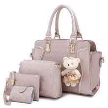2017 Patrón de Cocodrilo Bolso Monedero de La Cartera Bolsos de Cuero Compuesto 4 Unids/set Vintage Mujer Bolsas de Mensajero Bolso de Hombro