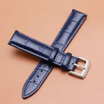 

New High Quality 18mm 19mm 20mm 21mm 22mm Genuine Leather watchbands with silver matte metal buckle watch band strap accessories
