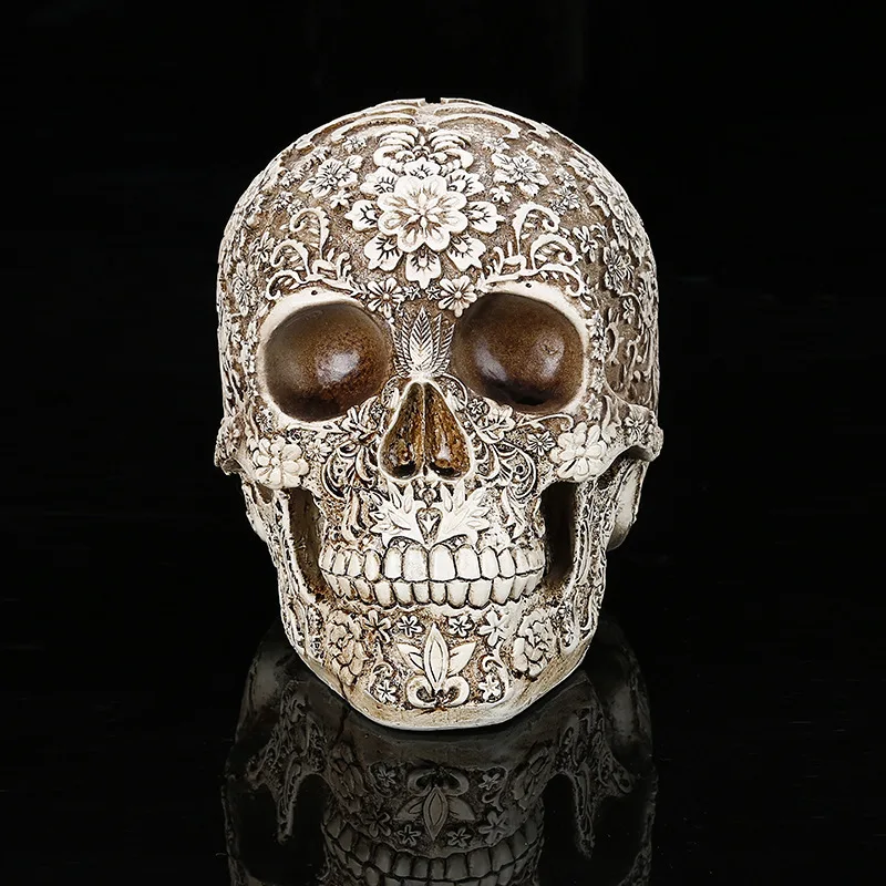 

JAYQUERING New Exquisite Carved Pattern Skull Home Decoration Simulation Model Nordic Decoration Home Desktop Decoration YH287