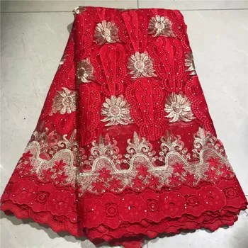 

African Lace fabric High Quality Nigerian tulle Lace Fabric New Design French Net Lace Fabric With Sequins For Dress df83-94