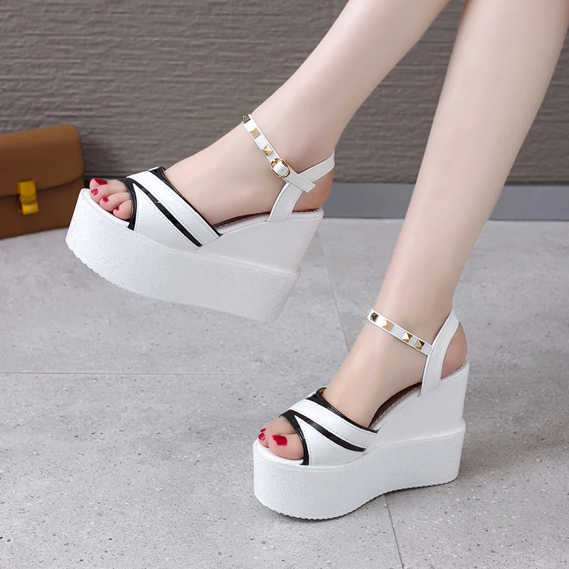 High Heels Sandals Women Platform Wedges 2019 Summer Ladies Open Toe Casual Shoes 12cm Super Heel Sexy | Обувь