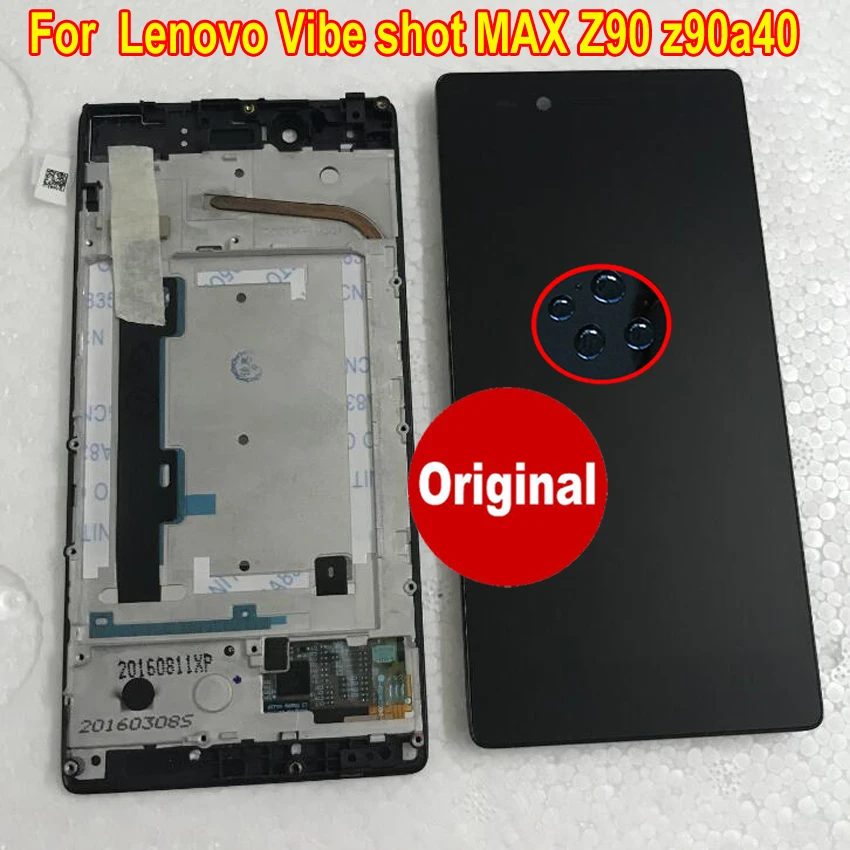 

100% Tested Original New Sensor For Lenovo Vibe Shot Z90 Z90a40 Z90-7 Z90-3 LCD Display Touch Screen Digitizer Assembly+ Frame