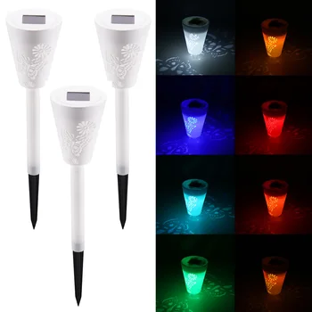 

3pcs Lawn Lamp Rustproof Solar Power Road Light Ground Plug Lamp For Garden Patio Yard