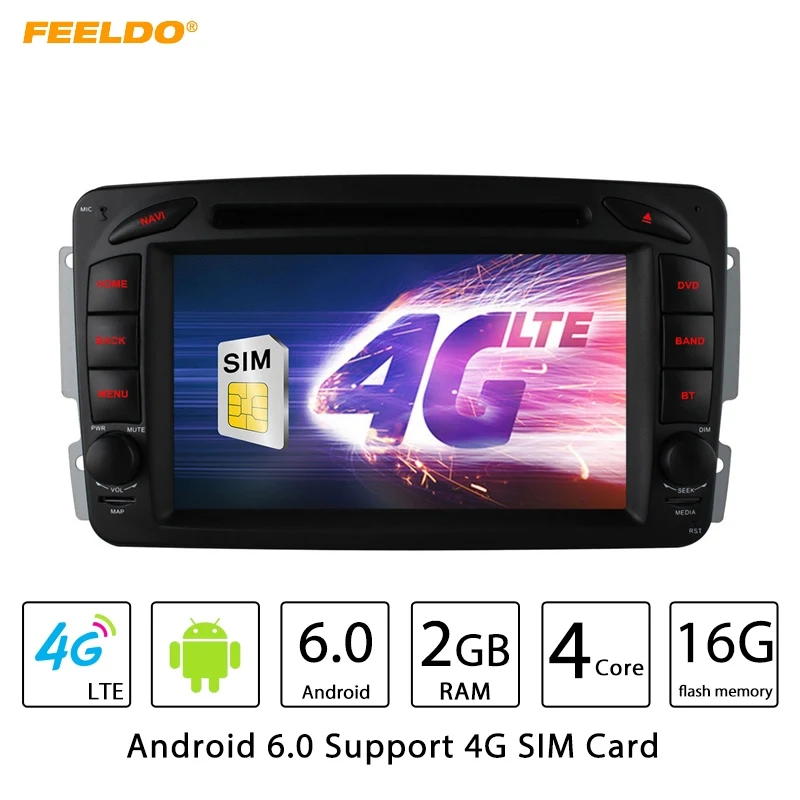 Flash Deal FEELDO 7" Android 6.0 (64bit) DDR3 2G/16G/4G Car DVD GPS Radio Head Unit For Mercedes Benz  CLK W209/A-Class W168/ G-Class W463 0