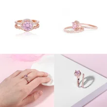 1 PC Thời Trang 18 K Hoa Hồng Vàng Lấp Đầy Trắng Sinh Tử Phù, Nhẫn Nữ Trang Sức Vintage Nhẫn Cưới(China)