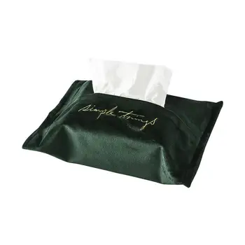 

Suede Letter Embroidery Tissue Box Family Napkin Holder Cover Room Car Hotel Decorative Paper Container Case Wedding Supplier