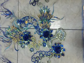 

1piece Gorgous Dragon Sequin Fabric Costume Embroidered Flower paillette Applique