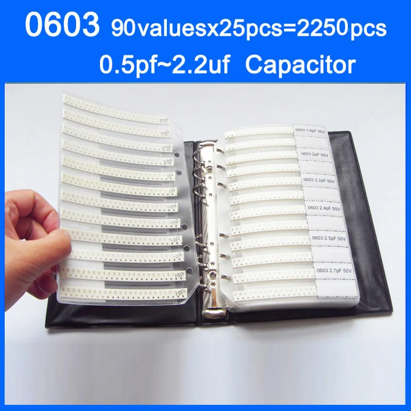 

0603 сборник образцов SMD конденсаторов 90 ценностей x 25 шт. = 2250 шт. 2,2 пФ ~ мкФ фотопакет