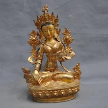 1" Тибет Бронзовый Буддизм Гуаньинь Белая Тара Будды, Бодхисаттвы Статуя Богини