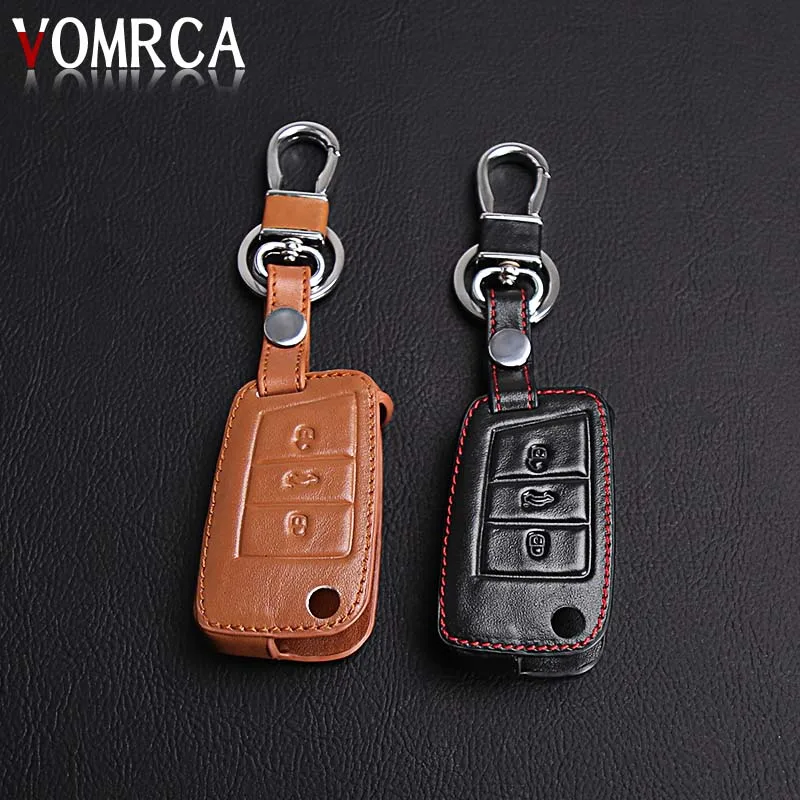 Автомобильный чехол для ключей из натуральной кожи Volkswagen VW polo b5 b6 golf 4 5 6 jetta MK4 MK5 mk6