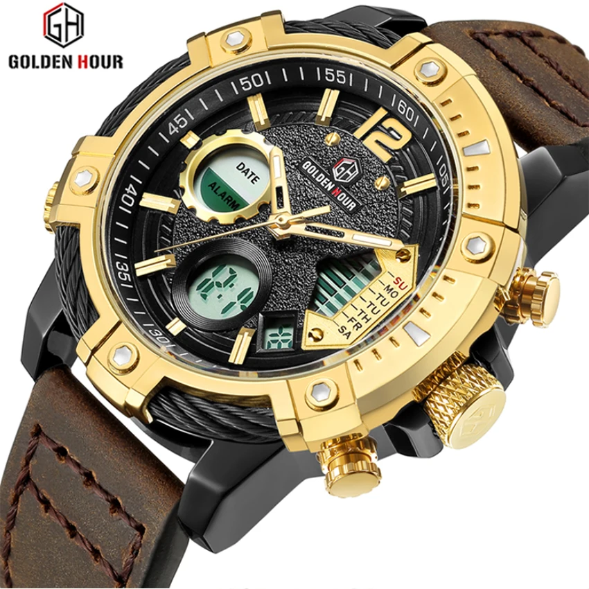 

Men Watches Full Steel Men's Quartz Hour Clock Function Analog LED Digital Watch Sports Military Wrist Watch Relogio Masculino
