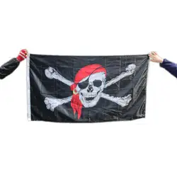 Косплей пират бязь Хэллоуин Веселый Роджер череп флаг полиэстеровый баннер 150X90 см