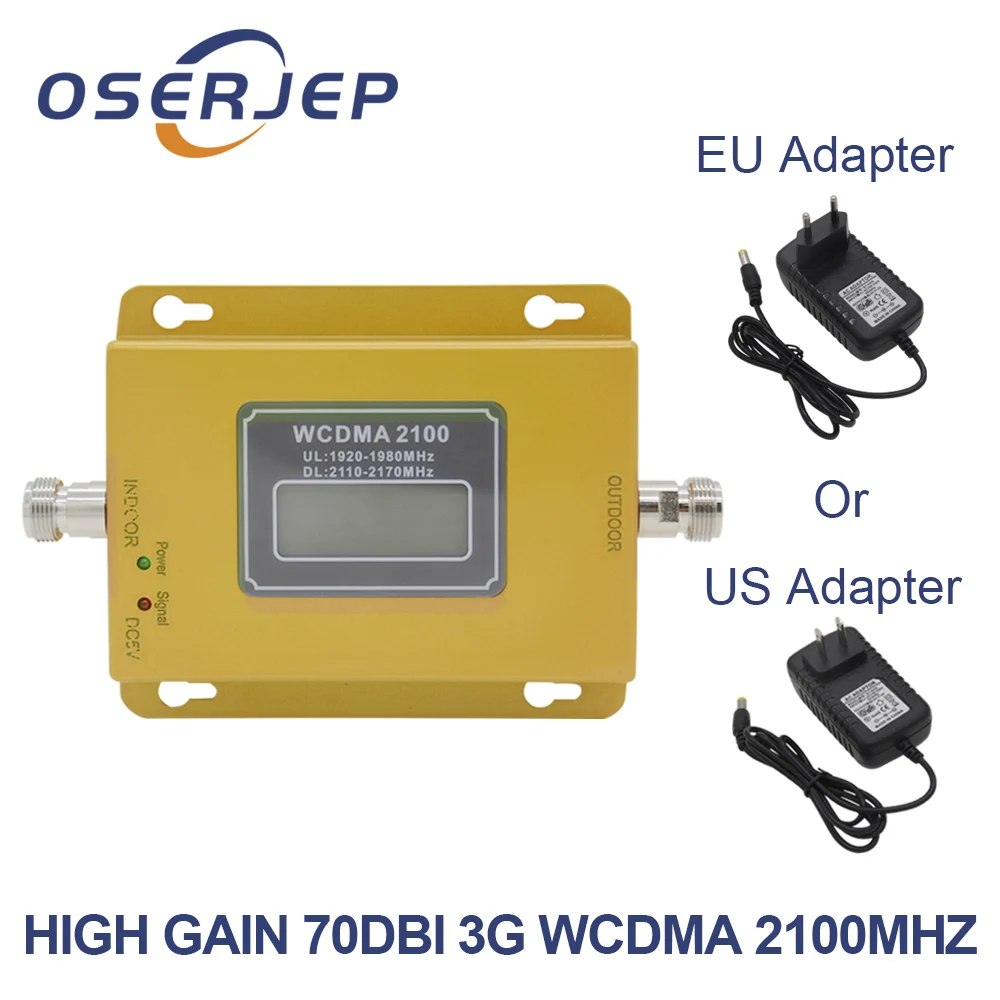 

Dropshipping 70db 3g 2100 Repeater Cell Phone Signal Repeater Mobile 2100MHz Signal Booster Amplifier LCD LTE WCDMA UMTS