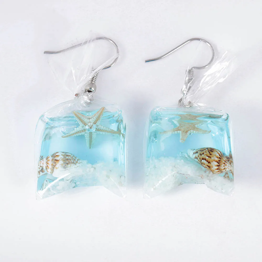 

Transparent Bag Flowers Dangle Earring Shell Bijoux Femme boucle d'oreille Hook Earrings Fashion Womens Jewelry Gift