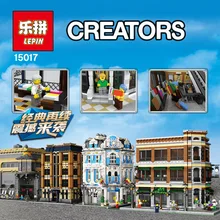 Lepin 15017 4616Pcs With Original Box City Street Creator Starbucks Bookstore Cafe Model Building Blocks Compatible with Legoe