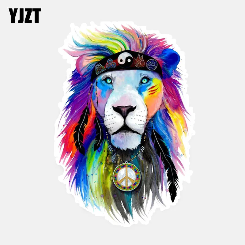 

YJZT 10CM*14.7CM Wonderful Novelty Animal Lion Head PVC Decal Car Sticker 5-0584