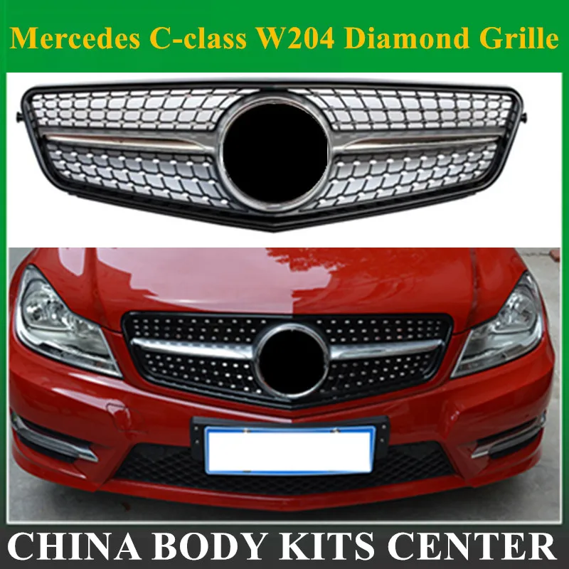 

suitable for mercedes c-class w204 c180 c200 c300 c250 c350 2008 merc 2008-2014 C63 Diamond grille with center logo