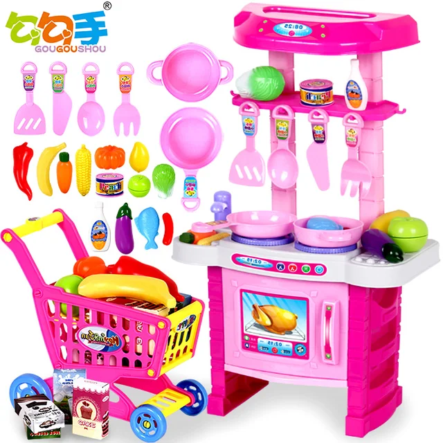 Children play house toys girls play house kitchen toys cooking utensils