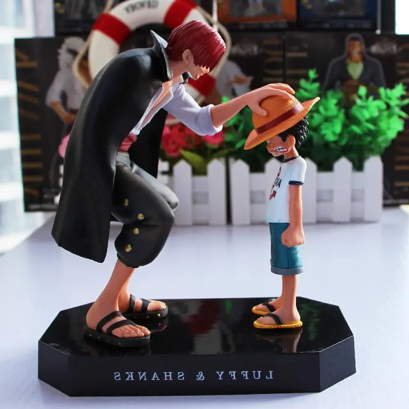 

2019 18cm OnePiece Anime Action Figures Straw Hat Luffy Shanks Red Hair figure Ornaments Gift Doll Toys Child Luffy Models Pvc