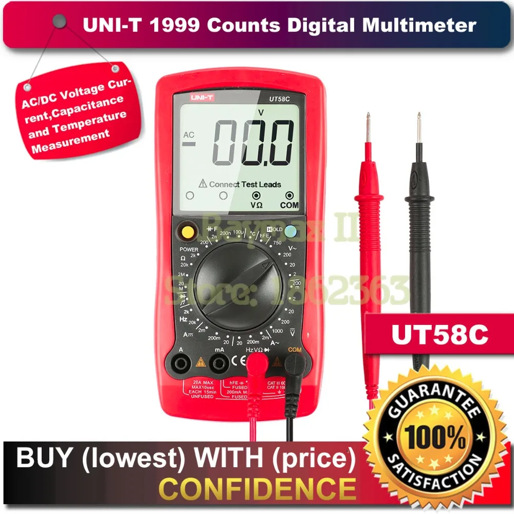 Uni t UT58C Standard Electrical Digital Multimeter Volt Amp Ohm Hz