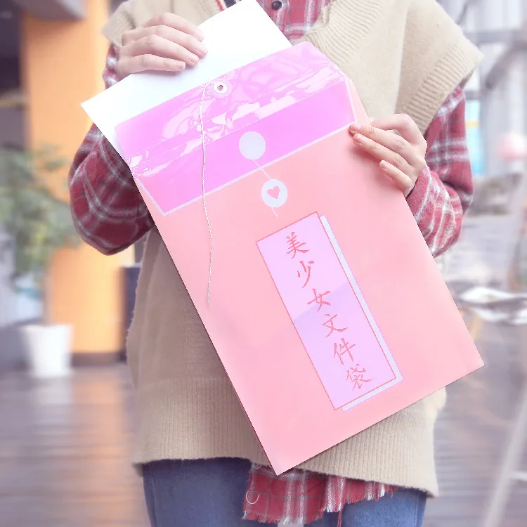 

24x31.5cm Anime Action Figure Character Printed Pink Paper Creative Sealed Test Paper File Bag Portfolio Lovely Fashion Bag New