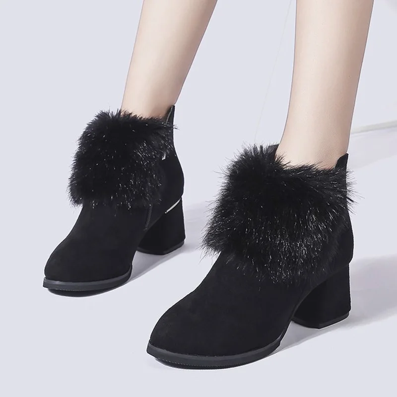 

Women Shoes Autumn Winter 2018 New Ladies Ankle Boots For Women Side Zipper Thick Plush Women Boots Shoes