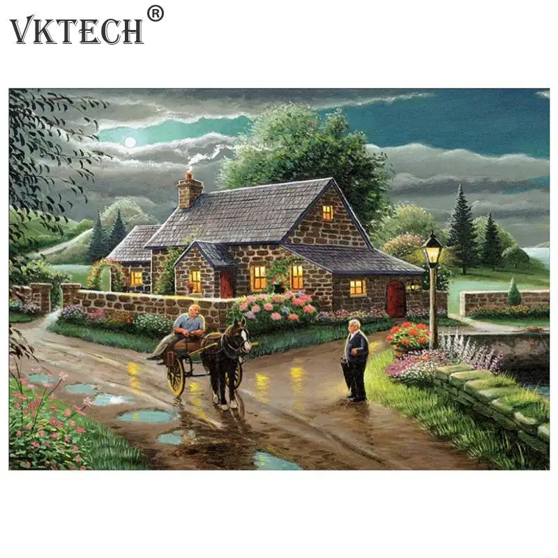 

View 5D Full Drill Round Diamond Painting Embroidery DIY Needlework Set Cross Stitch Mosaic Art Craft
