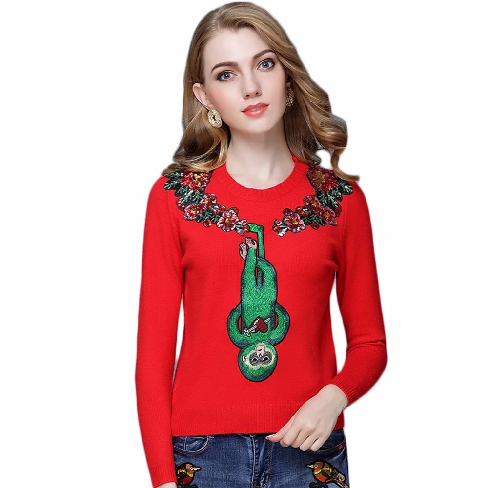 

Rabbit Velvet Knitted pullovers Sweater Women Soft Jumper Pull Femme Autumn Winter 2019 Sequined Embroidery Luxury Sweaters