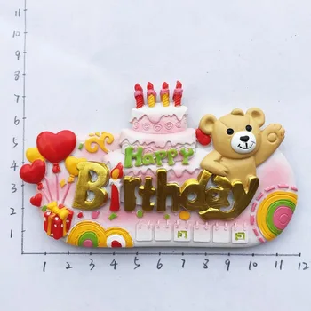 

Cute Happy Birthday Gift Tourist Souvenir Fridge Magnet 3D Handmade Refrigerator Magnetic Sticker Home Decor