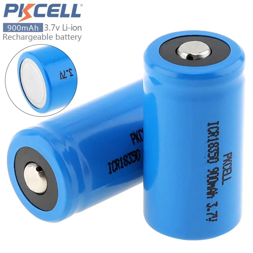 2 шт./лот PKCELL 900mAh 3 7 V ICR 18350 литий-ионная аккумуляторная батарея с 1000 циклами для