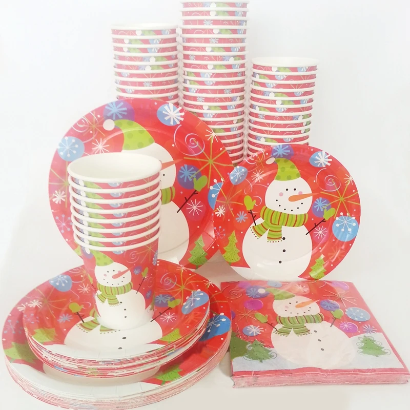 24/40pcs/set Christmas Halloween Disposable Tableware Sets Plates Paper