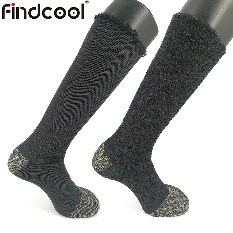 Findcool الشتاء الدافئة ميرينو جوارب من الصوف. تيري سميكة طويلة الرياضية التزلج الجوارب الكلاسيكية نوعية جيدة تزلج الجوارب