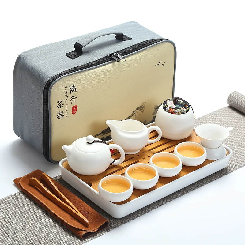 9PCS/lot travel ceramic tea set Simple household tea set accessories Tea cup capacity about 50ml WSHYUFEI