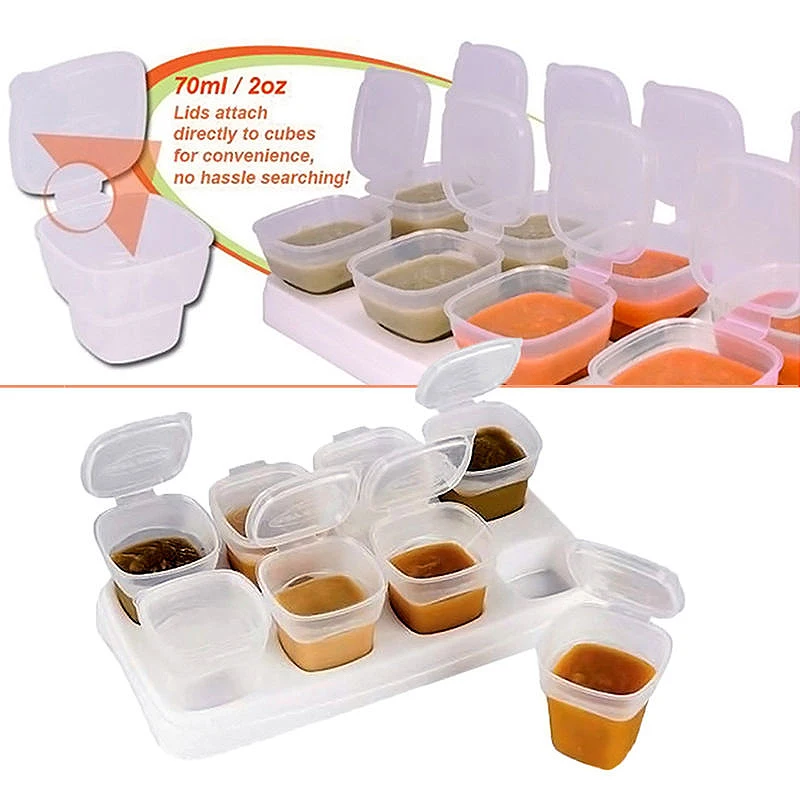 JX-LCLYL 8pcs Kids Weaning Food Feeding Box Freezing Cubes Tray Mini Storage Containers